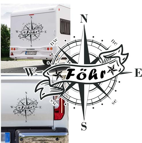 Rakelfix Kompass Föhr Aufkleber Sticker Nordsee Inseln Hallig Küste Urlaub Autoaufkleber Wohnwagen Auto Wohnmobil