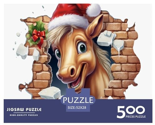 Pferd 500 Teile Tier 3D Puzzle für Erwachsene Lustiges Spielzeug Intellektuelles Spiel Lernspiel Stressabbau Spielzeug Heimdekoration Premium & Langlebig 500 Stück (52 x 38 cm)