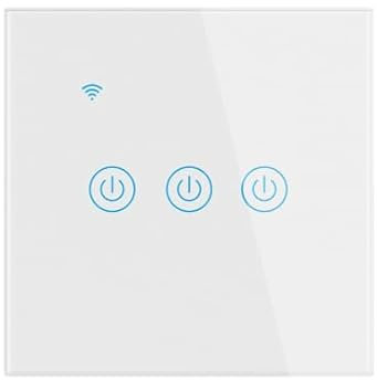 Homekit WiFi Smart Switch,Glass Touch Panel Works with Apple Homekit,Siri Voice Control, No Neutral and Neutral Needed Dual Mode 10A EU Standard.(3 Gang)