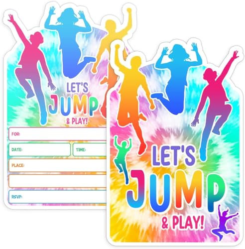 ZELAITE Jumping Party Invitations with Envelopes, 12PCS Trampoline Birthday Party with Envelopes for Birthday party (D)