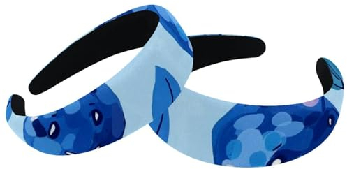 2 x breite Polyester-Haarbänder für Damen, Happy Blueberry-Stirnbänder, modisch, rutschfest, Haarreifen für Mädchen und Frauen, Haar-Accessoires
