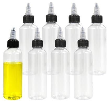 YunBey Squeeze Bouteilles 8 Pièces Bouteilles de Voyage Portables 100ml avec Bouchon à Vis Petite Bouteille Plastique Flacon Vide Squeeze Bouteille pour Huile Sauce Shampoing