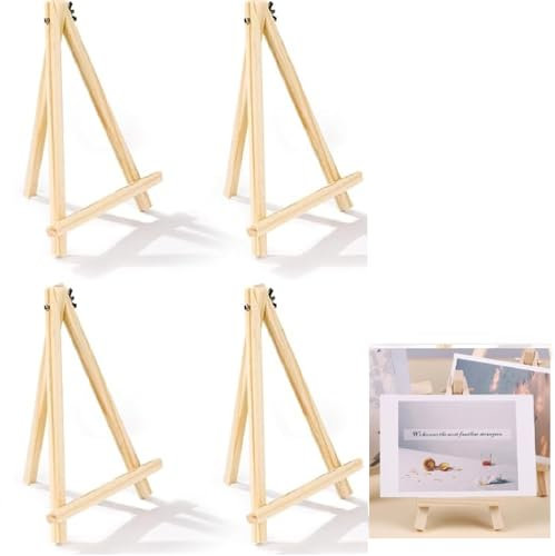 Lot de 4 chevalets en bois de 22,9 cm pour peindre des toiles, des arts et des travaux manuels, trépied, chevalet de fête, support portable pour photo sur toile (22,86 cm)