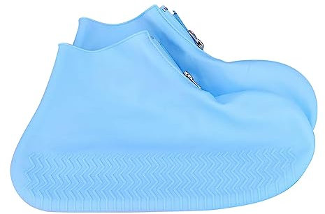 Generico Stivali da Donna Alti Scarpe Donna Anfibi Stivali Copriscarpe Antipioggia in Silicone Addensato Impermeabile Copriscarpe Antiscivolo Antipioggia Portatile Calze per Stivali Gomma (Blue, 46)