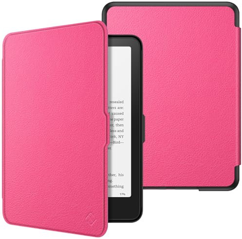 FINTIE Case for 7 All-New Kindle Paperwhite (12th Generation-2024) & Kindle Colorsoft Signature Edition, Slim Lightweight Shell PU Leather Protective Cover with Auto Sleep/Wake, Raspberry
