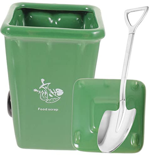 Ciieeo Creative Trash Bin Mug Ceramic Drink Cup Lid Multi-Function Water Mug for Office Home Family Friends
