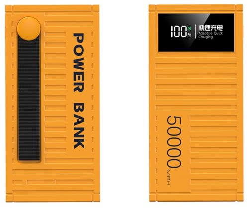 DONGSHUAI Power Bank/66W Super Schnelle Lade 20000/30000/50000Mah Digital Display Container Power Bank Für Den Außenbereich Große Kapazität Mobile Power Versorgung,Gelb,50000mAh