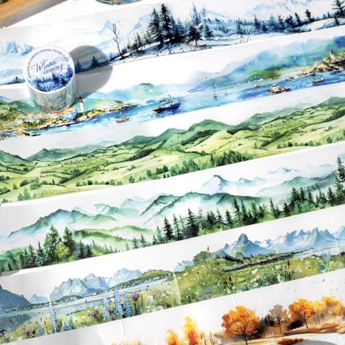 Ta Merry Washi Tape Scrapbooking 6 Rollen, Ästhetische Dekorative Sticker Set DIY Handmade Dekoration für Bullet Journal