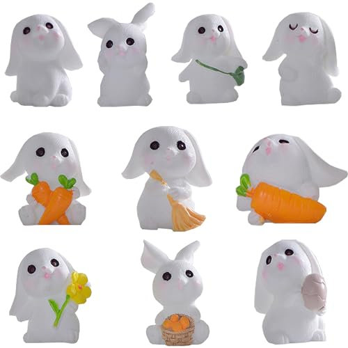Mini Hase Figuren,YouXiaor 20 Stücke Miniatur Kaninchen Figur Hasen Dekofigur Osterhase Kaninchen Bunny Ornamente Osterhase ​Figur für Ostern,Fee Garten Dekorationen,Party Dekoration Desktop Ornament