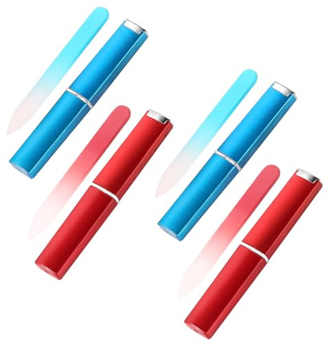 Mini lima in vetro per unghie con custodia, spessore 2 mm, piccola lima per unghie in vetro, lima per unghie da viaggio, lima in cristallo resistente per pedicure, unghie in gel naturale (2 colori)