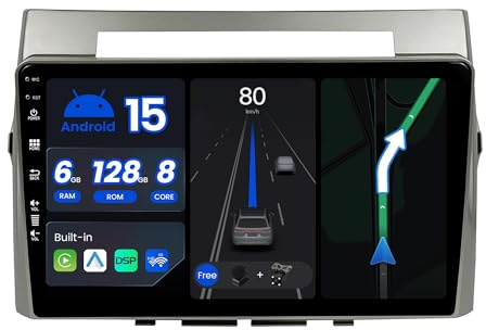 BXLIYER |6G+128G - Octa Core| Android 16 IPS 9 Zoll Autoradio für Toyota Corolla Verso AR10 (2004-2009) - CarPlay Android Auto - Rückfahrkamera & MIC - 2 Din - DAB Lenkradsteuerung 360-CAM Bluetooth