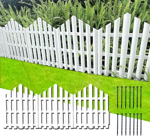 FLAPKWAN No-Dig Garden Edging Border 4m Lawn Edging 37cm Tall for Flower Bed Fence, 14pcs Garden Lawn Edging with Stakes