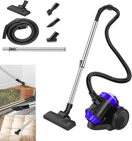 Bagless Cylinder Vacuum Cleaner, 1000W High Power Motor for Pets, 1.5 Litre Capacity, 4m Power Cord with Auto-coiling Function, 4 Stage HEPA Filter for Dust, Dirt, Compact and Lightweight, Blue