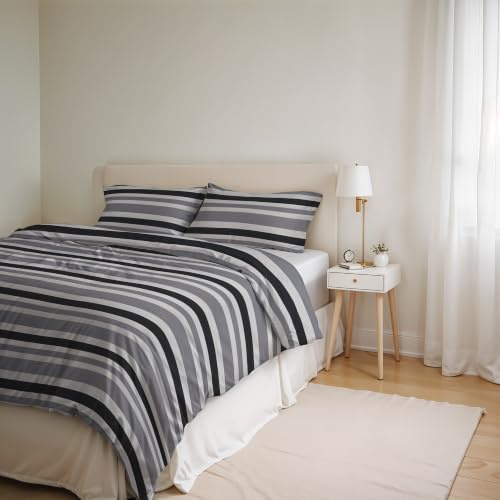 Italian Bed Linen Ida Cotton Double Duvet Cover Set, Made in Italy – Duvet Cover Set – Duvet Cover 250 x 200 cm with Double Flap and 2 Pillow Cases (Double, Right)