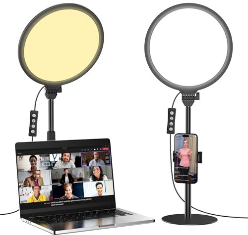 10.5in Large Full-Screen Ring Light, 6500K Laptop LED Ring Light with Stand for Live Stream, Makeup, Video Conference, Video Calls, Photography, YouTube, TikTok, 1/4 Threaded Hole for Tripod/Stand
