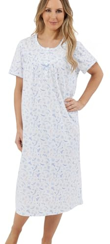 Marlon Women's Maria Cotton Jersey Nightie, Harvest Blue, 24-26