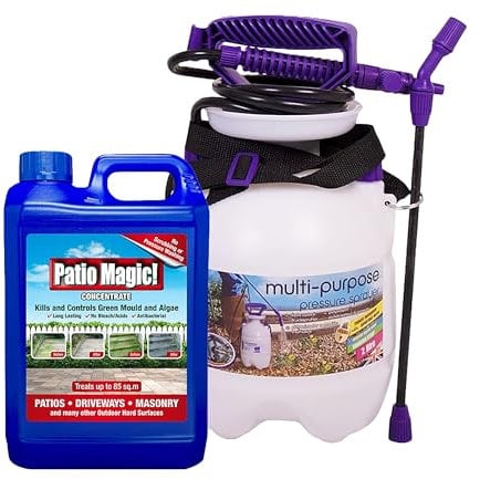 Patio Cleaner & Pressure Washer Kit - Multi Purpose Home & Garden Pressure Sprayer 2L with Path Cleaner Concentrate 2.5L. Long Lasting Mould Remover for Driveway, Algae, Weed Killer
