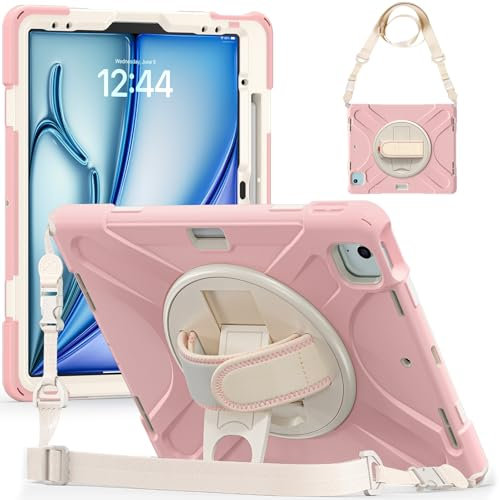 Funda protectora para tablet PC Compatible with iPad Pro 12.9 inch 2022/2021/2020/2018 6th/5th/4th/3rd Generation Case, Heavy Duty Rugged Shockproof Drop Protection Case with Pen Holder,Shoulder Strap