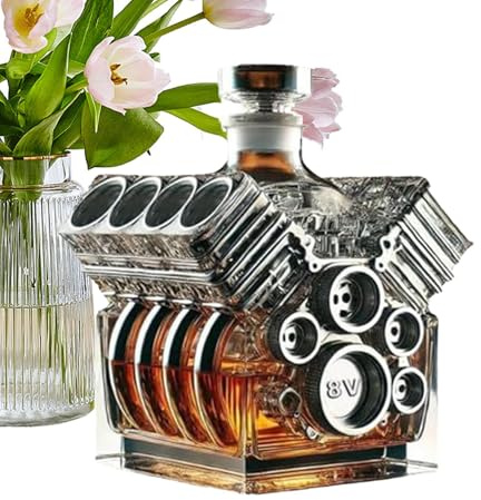 Whisky Decanter, Spirit Edger, V8 Motor-Inspired Vodka Bottle Decanter, Wine Dispenser, Home Bar Decoration for Kitchen, Restaurant, Living Room
