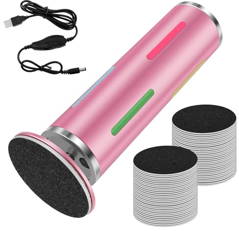 BAODBF Elektrischer Hornhautentferner aus Aluminium | Professionelles Fußpflege Set mit Stufenloser Drehzahlregelung | Inkl. 60 Ersatzschleifpapier für weiche Füße & Pediküre zu Hause