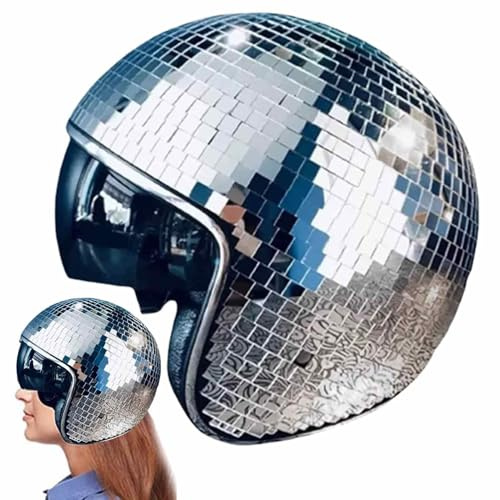 2025 New Discokugel Hüte Helm - Disco De-kor Helme Mit Einziehbarem Visier, Glitzer Spiegel Gl-as Discokugel Hut Helm, Disco Spiegel Glitzerball Helme Für Karneval PartyDJ-Club, Bühne, Hochzeit Dance