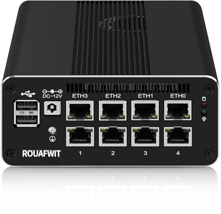 ROUAFWIT Mini PC Micro Firewall N200 12th Gen, DDR5 16GB RAM 1TB SSD Router Appliance Computer, 8 x 2.5Gbe i226-V Lan, TF/SIM Slot, Type-C, AES-NI
