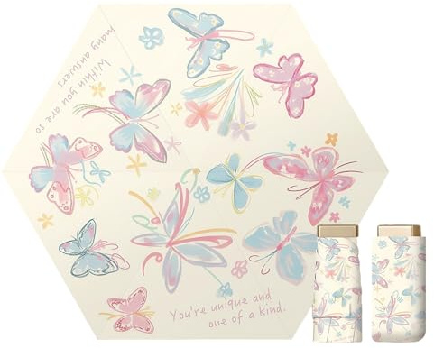 Maizoon Viaje Pequeño Mini Sombrilla de Sol Portátil UPF50+ Protección UV Ligero Impermeable Doble Capa Sombrilla Retro Clásico Flor Estilo Vintage para Mujeres