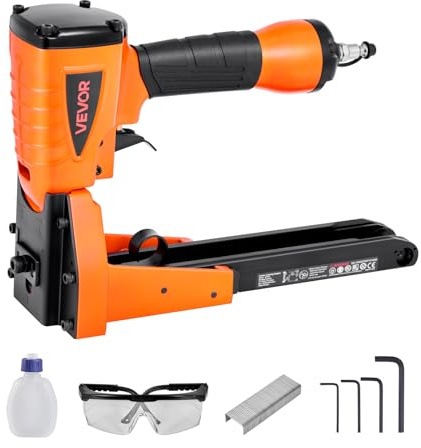 VEVOR Agrafeuse Pneumatique pour Fermeture de Cartons, Calibre 13, Compatible avec Agrafes Non Incluses de Couronne 34,8 mm, de Longueur 16 et 19 mm, 4,8-8,3 bar, pour Fermeture de Cartons, Emballages