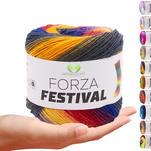 MeriWoolArt® Sockenwolle 4-fädig – 100g Merino Wolle Garn zum Stricken & Häkeln, 75% Schurwolle (superwash), 25% Polyamid, 420m – Ideal für Socken für Herren und Damen, Pullover & Cardigans