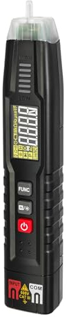 Ermenrich Zing TC12 Digitales Multimeter, AC/DC, Kapazität, Frequenz, Widerstand, TRMS, Dioden- und Durchgangstest, Phasenerkennung, 4000 Zählungen, NCV, Smart Funktion, Taschenlampe, Auto-Off