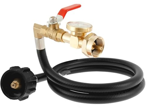 Yangshe Zylinderschlauchadapter Camping Propan Nachfülladapter Schlauch mit Messgerät