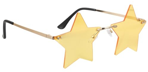 Randlose Sternsonnenbrille für Damen, Goldene Rave Brille für Festivals | Lustiges Kreatives Design aus PC, Auffälliger Foto Requisite für Tägliches Tragen, Langlebig, Einzigartig, Stilvoll
