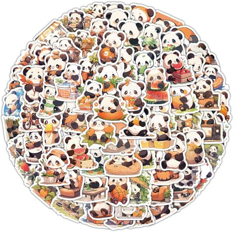IEBTAWN 100 Stück Panda Geschenk, Panda Aufkleber, für Trinkflaschen, Laptops, Koffer, Auto, Motorrad, Fahrrad, Gitarre, Geschenk für Kinder, Erwachsene