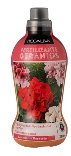 Abono Fertilizante Geranios 1 Litro MUY EFICAZ | Abono Líquido para Geranios y Plantas con Flor | Envase 1 Litro para 100 litros de Riego | Floración Abundante y Plantas Más Sanas | Nexum Market