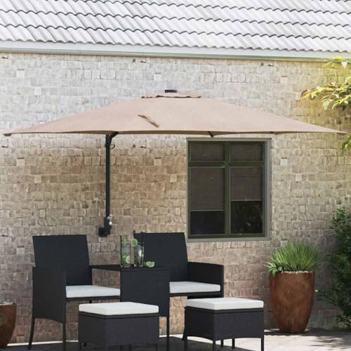 Holamys Parasol de jardin taupe, 247,5 x 248,5 x 160 cm, pare-soleil d'extérieur inclinable pour terrasse, balcon et jardin