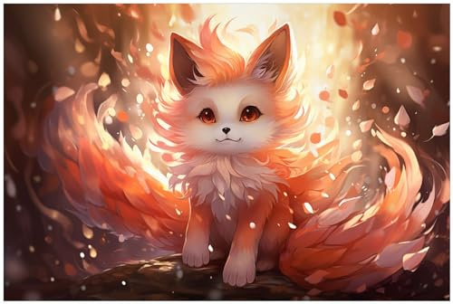 Wallario Küchenrückwand selbstklebend 90 x 60 cm, Motiv: Leuchtender Feuerfuchs | Spritzschutz abwischbar & pflegeleicht