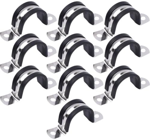 10 Pcs Collier de Serrage Inoxs 304 avec Coussin en Caoutchouc Bride de Fixation en U pour Tube Inoxs Serflex Inox Robuste Collier de Fixation Grillage Rigide Tuyaux Cables Installation Facile