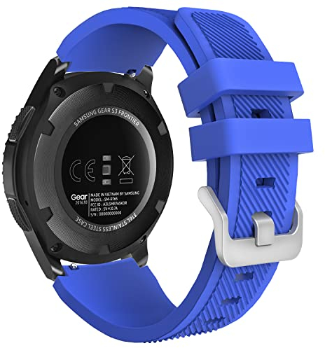 MoKo Sport Armband Kompatibel mit Samsung Galaxy Watch 3 45mm Armband/Galaxy Watch 46mm/Gear S3 Frontier/Classic, 22mm Weiches Silikon Ersatzarmband für Herren Damen, Königblau
