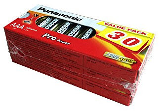 Panasonic LR03PPG/30BB Pro Power Alkaline Battery, AAA - Micro - LR03, Pack of 30, Gold