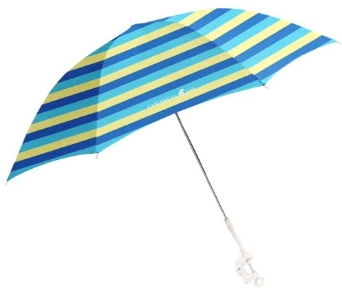 CARIBBEAN JOE Strandschirm für Stuhl, Verstellbarer und universeller Klemmschirm mit UV-Schutz, 48 Zoll Bogen, Kräftige Streifen, 48, Regenschirm
