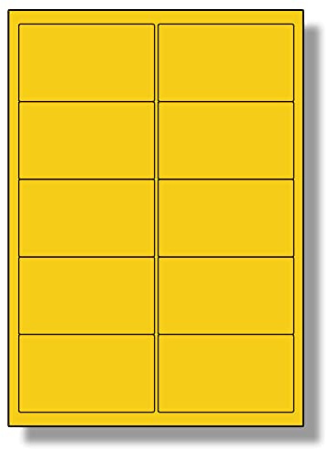Label Planet® 10 Per Sheet, 5 Sheets (50 Yellow Labels). Coloured Paper Labels with Rounded Corners 99.1 x 57mm, LP10/99 C.