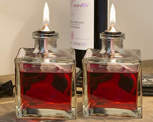 Cleararraft, coppia di bruciatori a forma di cubo, in vetro, per uso con olio per lampada inodore, perfetto come regalo di San Valentino o da tavola.
