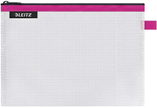 Leitz WOW Reise Zip-Beutel, durchsichtig, Ideal zur Organisation auf Reisen und im Handgepäck, Wasserabweisend, Mittel, 24 x 17 cm, Pink, 40250023