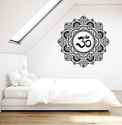myrockshirt Wandtattoo Aufkleber Mandala Om Zeichen Yoga Lotus East Mehndi Stil für alle glatten Flächen UV&Waschanlagenfest Autoauf