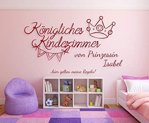 tjapalo® a65 Wandtattoo Prinzessin mit Namen königliches Kinderzimmer Wandsticker Mädchen Name Mädchenzimmer, Farbe: gold metallic, Größe: B120xH58cm