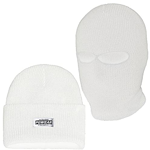 PG Wear Mütze und Sturmhaube 2 in 1 viele Farben (Weiß)