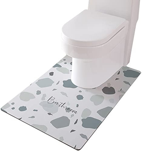 ZESLIV WC Vorleger mit Ausschnitt 90 * 60cm rutschfeste Badematte Badezimmerteppich Toilettenmatte Badgarnitur Badteppich