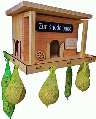 HÜWÜKNÜ Vogelhaus, Futterhaus Knödelbude Futterhäuschen für Meisenknödel etc.