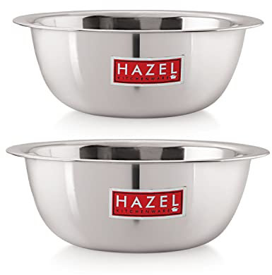 HAZEL Rührschüssel aus Edelstahl | Rührschüssel für Kuchenteig | Küchen- und Backzubehör Artikel, 2er Set, 1100 ml, 1500 ml