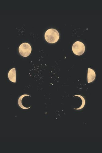 Notizbuch: Mondphase Notizbuch | 6x9 Zoll DIN A5 | 100 Seiten liniert | Astrologie Notizheft | Mond Tagebuch | Vollmond Schreibheft | Mystischer Mond Geschenk